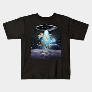 Cat Galaxy Cat Ufo Space Loves Cats Owner Kids T-Shirt